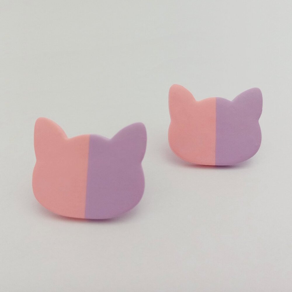 Handmade Polymer Clay Cat Stud Earrings